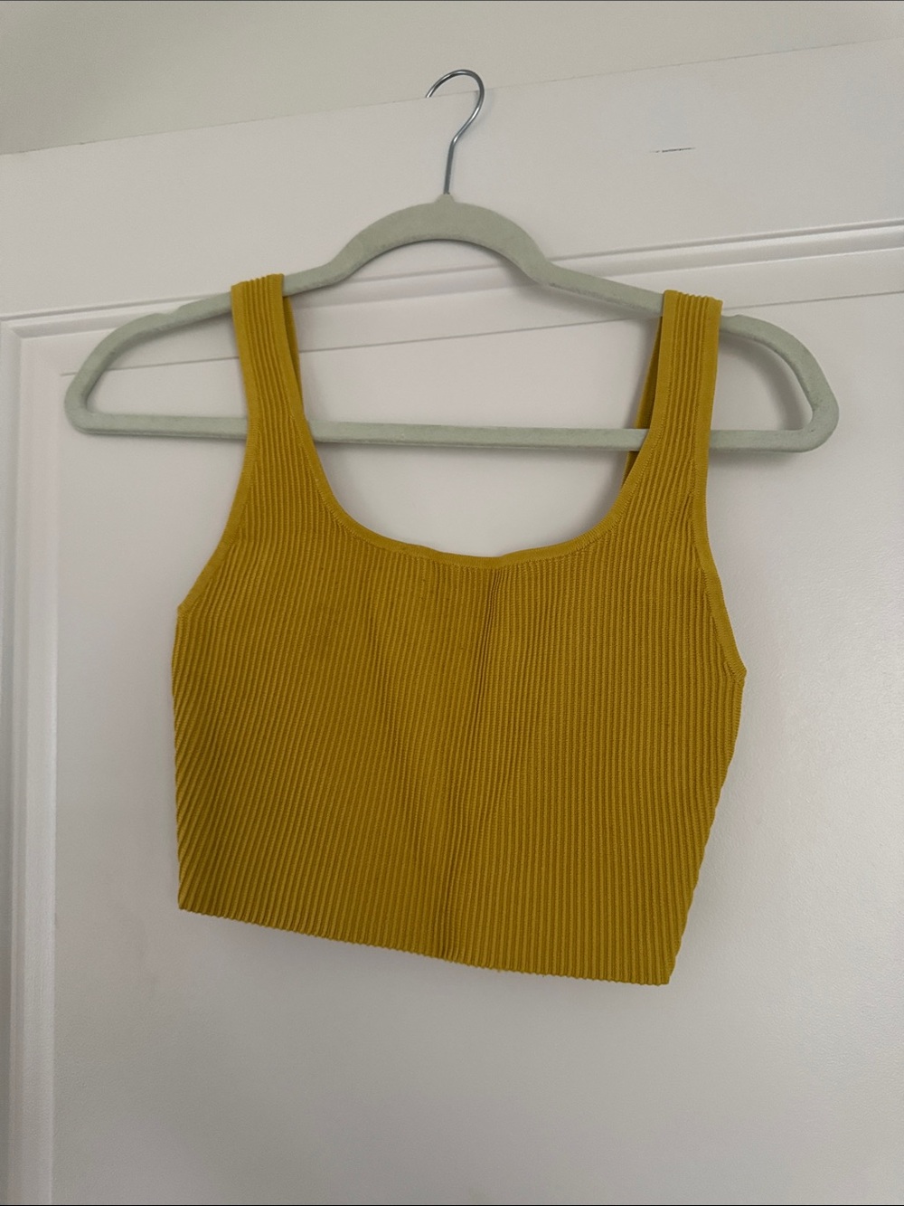 Babaton Sculpt Knit Crop Tank Top - Mustard